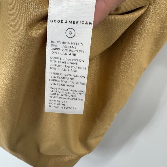 Good American Tie Front One-Piece Swimsuit in Gold size 3 L Large Square Neck - Picture 8 of 9